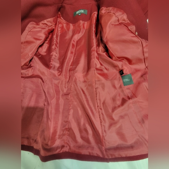 Kenneth Cole Reaction Womens Size 10 Burgandy Wool Blend Pea Coat Size 10 - Picture 8 of 11